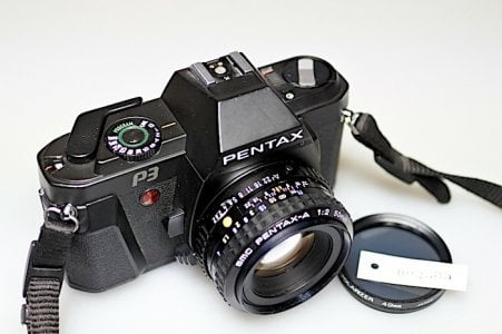 Pentax P3 (P30) with 50mm f:2 SMC Pentax-A lens.jpg Pentax P3 (P30) with 50mm f:2 SMC Pentax-A lens.jpg