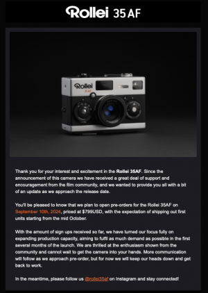 New Rollei 35AF Coming Soon | Rangefinderforum New Rollei 35AF Coming Soon | Rangefinderforum