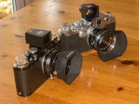 Leica II and IIIC with 35mm lenses Zeiss Leica finders low res.jpg