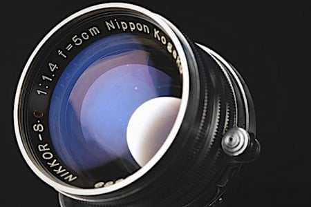 5cm (50mm) f:1.4 Nikkor-S.C in Leica screw mount (LTM) with black aperture ring commands prem...jpeg
