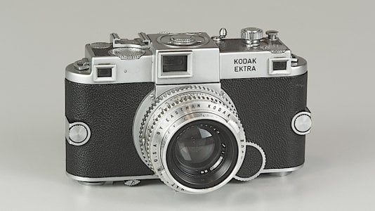 The ill-fated Kodak EKtra of the '40s had advanced features, a mil spec split-image rangefind...jpeg