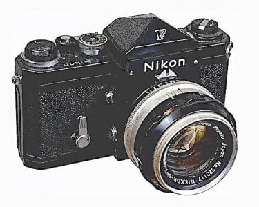 Nikon F black with plain prism and 50mm f-1.4 Nikkor-S lens.jpeg Nikon F black with plain prism and 50mm f-1.4 Nikkor-S lens.jpeg